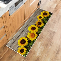 Sunflower Kitchen Rug Absorbent Non Slip Stain Resistant Waterproof Mat