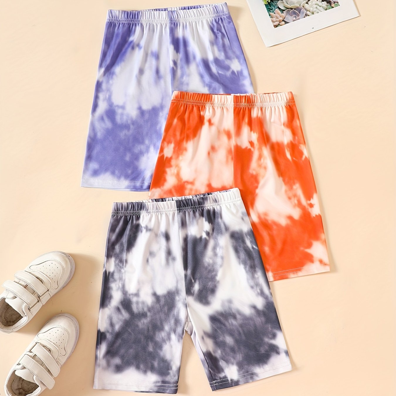 Girls' Tie Dye Print Sports Shorts Set