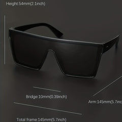 Oversized Flat Top Sunglasses Y2K Rivet Square Frame Glasses UV400