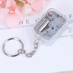 Portable Mini Acrylic Music Box Pendant for School Bag Coin Purse Keys