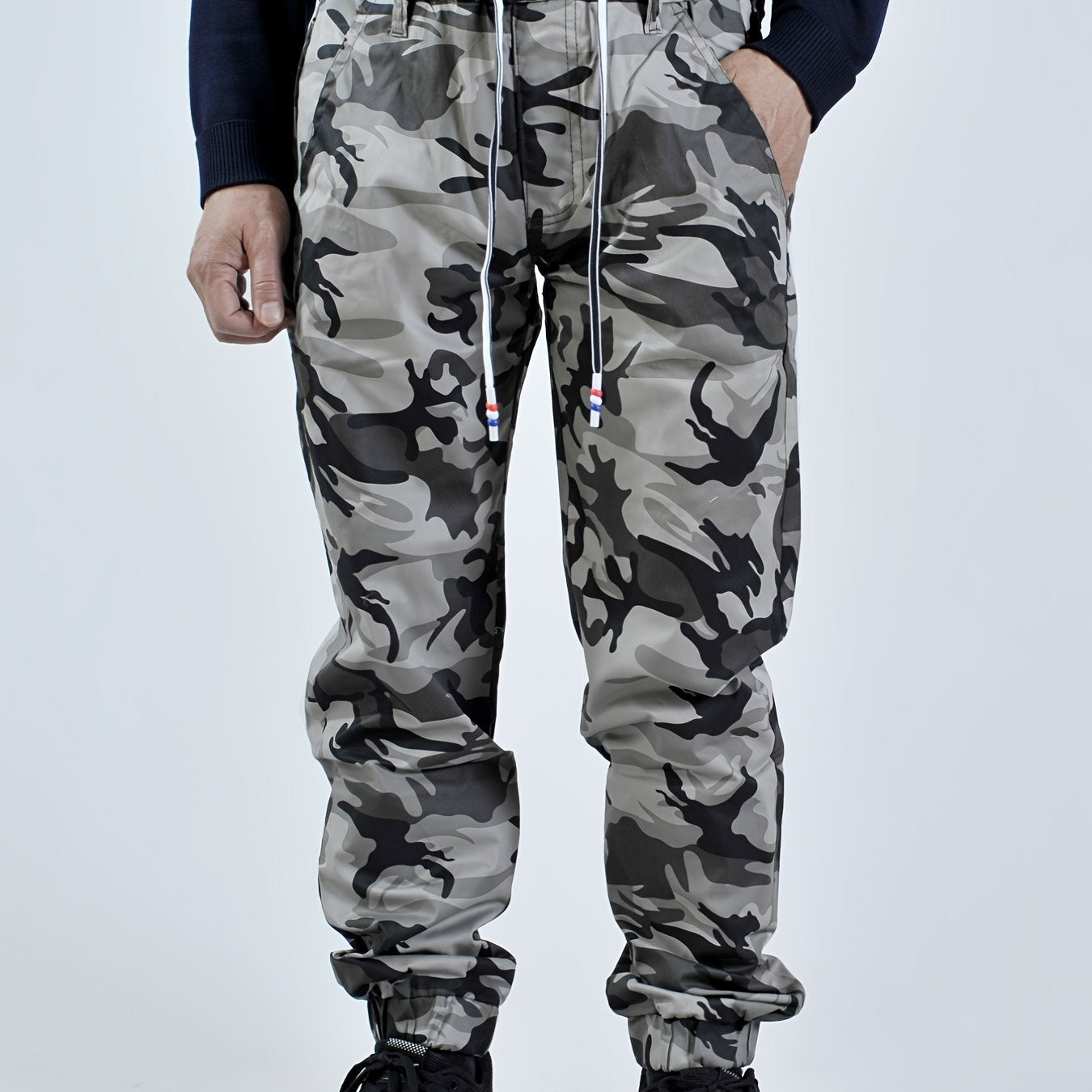 Men's Camo Cargo Pants Elastic Waist Casual Trousers