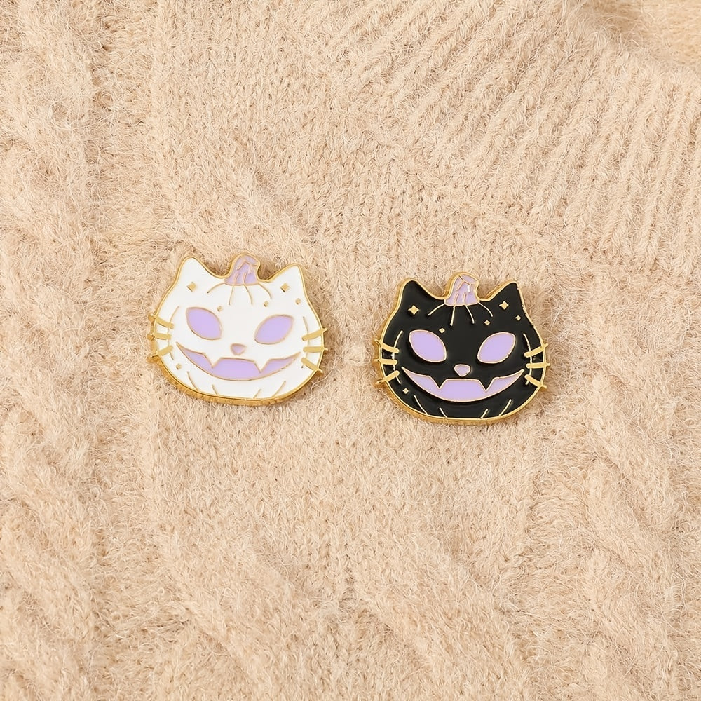 Enamel Pumpkin Cat Retro Halloween Brooch Funny Pin Jewelry