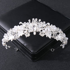 Bridal Tiara Wedding Tiara Silver Crystal & Pearl Hair Accessories