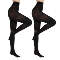 2 Pack Solid Opaque Pantyhose Slim Stretch Tights Women's Stockings