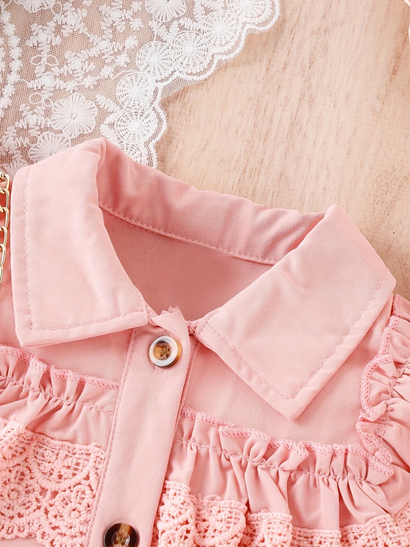 Baby Girls Ruffle Lace Trim Sleeveless Dress