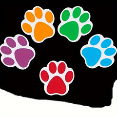 500 Colorful Paw Stickers Roll - Self adhesive Pet Puppy Label Decals