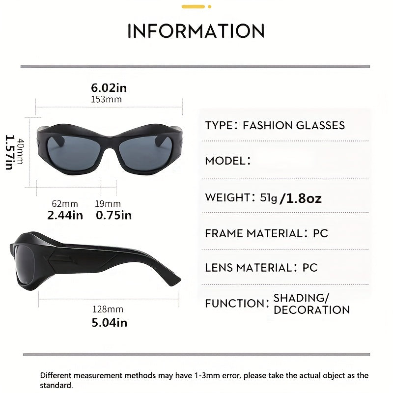 Y2K Wrap Around Sunglasses Thick Frame UV400