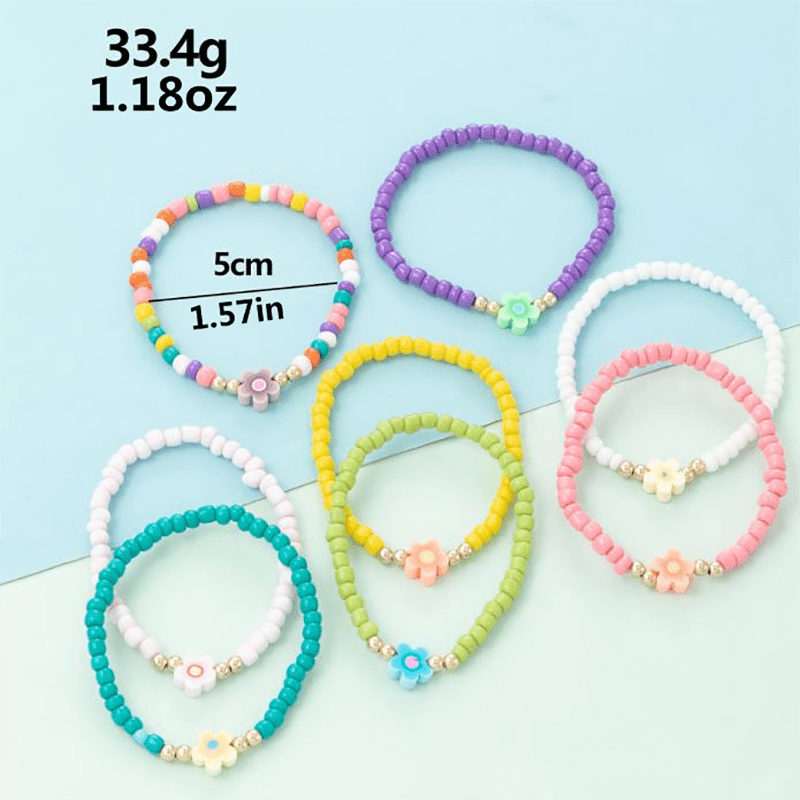 5pcs Daisy Decor Beaded Bracelets Set for Girls