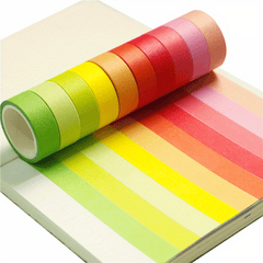 10pcs 15mm 5m Colorful Washi Masking Tape Solid Rainbow