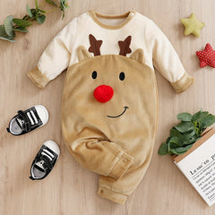 Fluffy Christmas 3D Elk Baby Infant Bodysuit for Boys/Girls