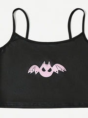 Cartoon Bat Print Pajama Set for Women