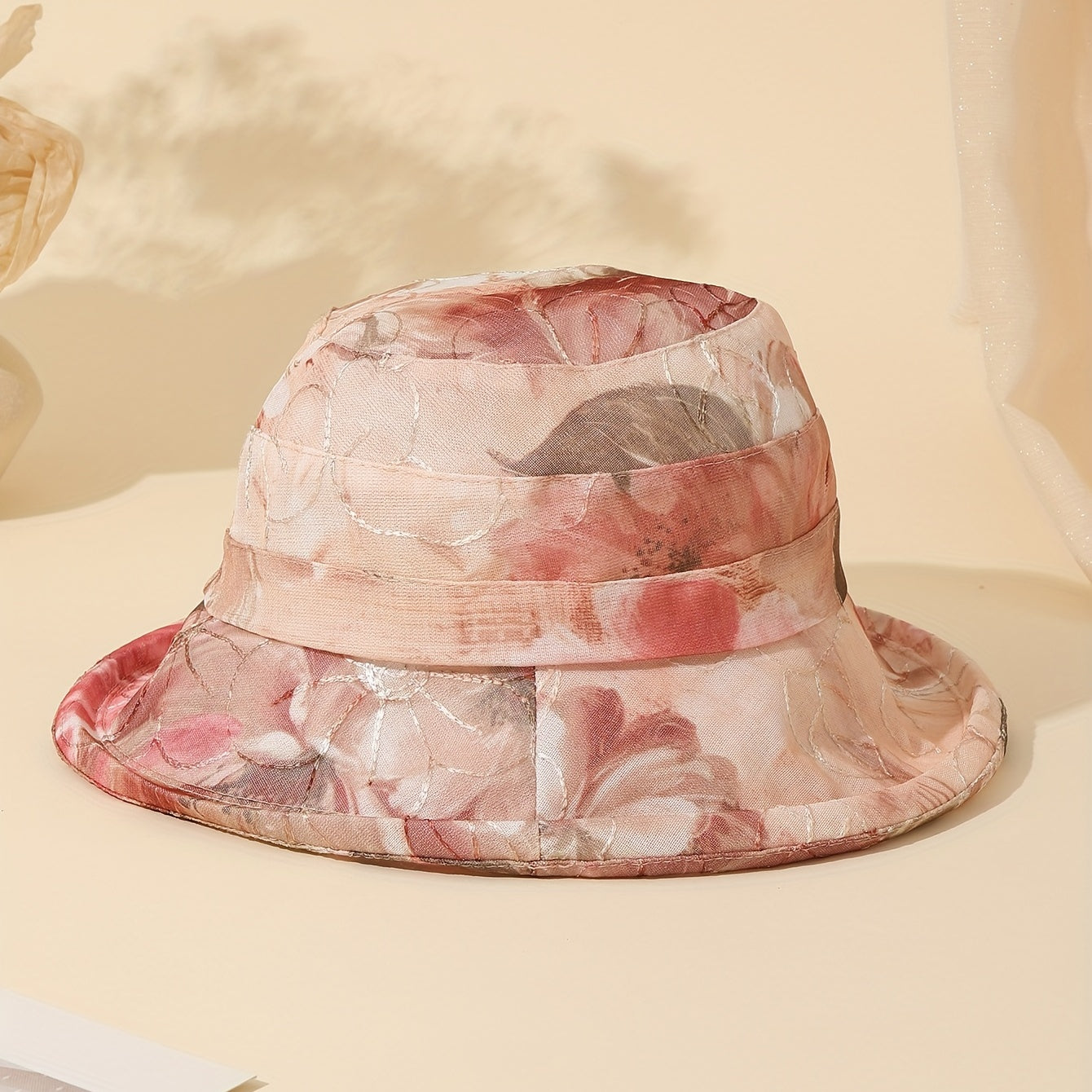 Flower Embroidery Bucket Hat Lightweight Thin Breathable Summer Sun Hats