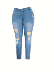 Washed Ripped High Rise Button Fly Jeans