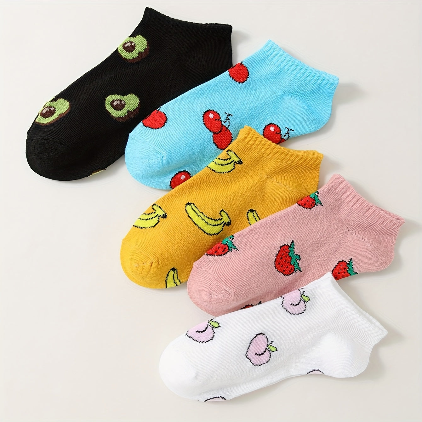 Fruit Print Socks & Low Cut Ankle Socks Women's Stockings