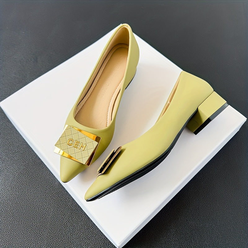 Metallic Decor Flat Shoes Slip On Point Toe Low Shallow Mouth Soft Shoes