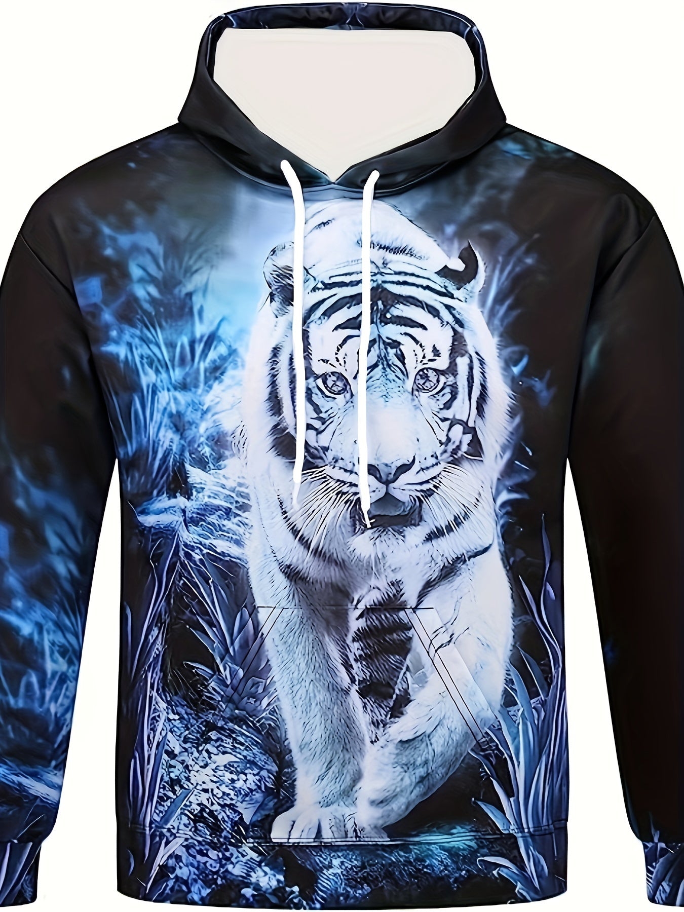 Wolf 3D Print Hoodie Men's Graphic Kangaroo Pocket Pullover