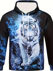 Wolf 3D Print Hoodie Men's Graphic Kangaroo Pocket Pullover