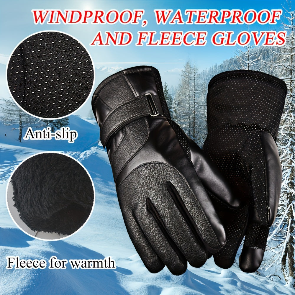 Men's Velvet Windproof Gloves Motorcycle Warm Gloves