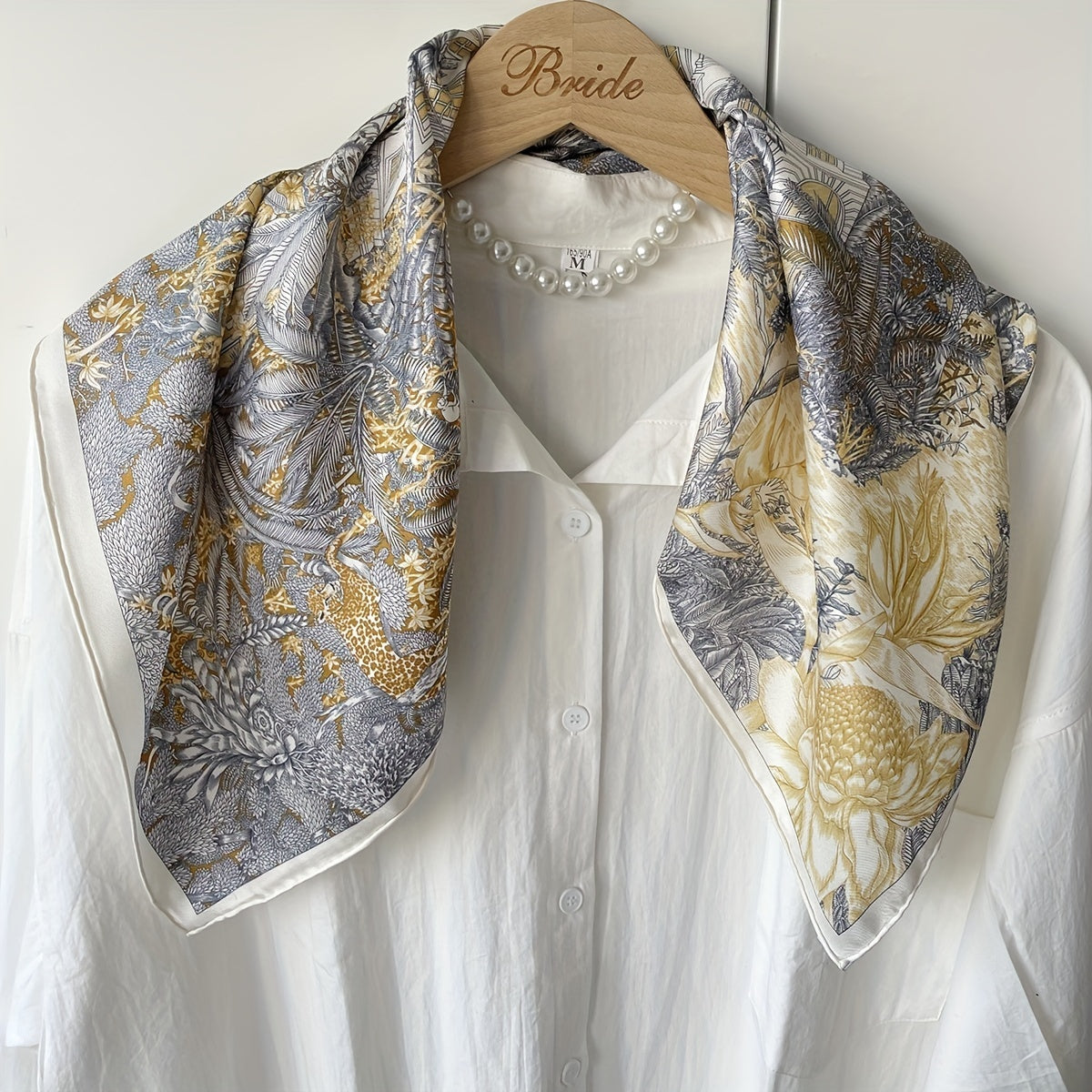Satin Twill Scarf Print 70cm Square Scarf for Women