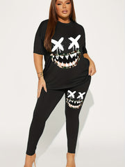 Graphic Print Two Piece Set Short Sleeve T-Shirt & Slim Long Pants