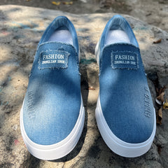 Men's Distressed Denim Slip-On Loafers Lightweight Breathable Walking Shoes