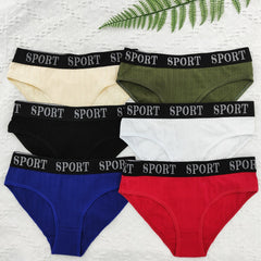 6pcs Letter Tape Sports Briefs Elastic Intimates Panties Women's Lingerie