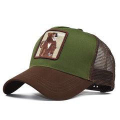 Animal Embroidered Baseball Cap Hip Hop Peaked Mesh Cap