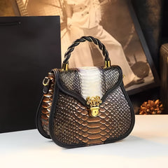 Leather Snakeskin Crossbody Bag Green Golden Teal Grad