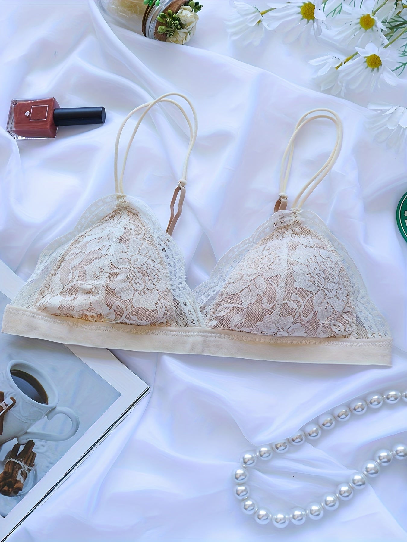 Lace Wireless Bra with Scallop Trim Women's Lingerie