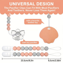 2pcs Set Silicone Pacifier Clips for Teething Babies