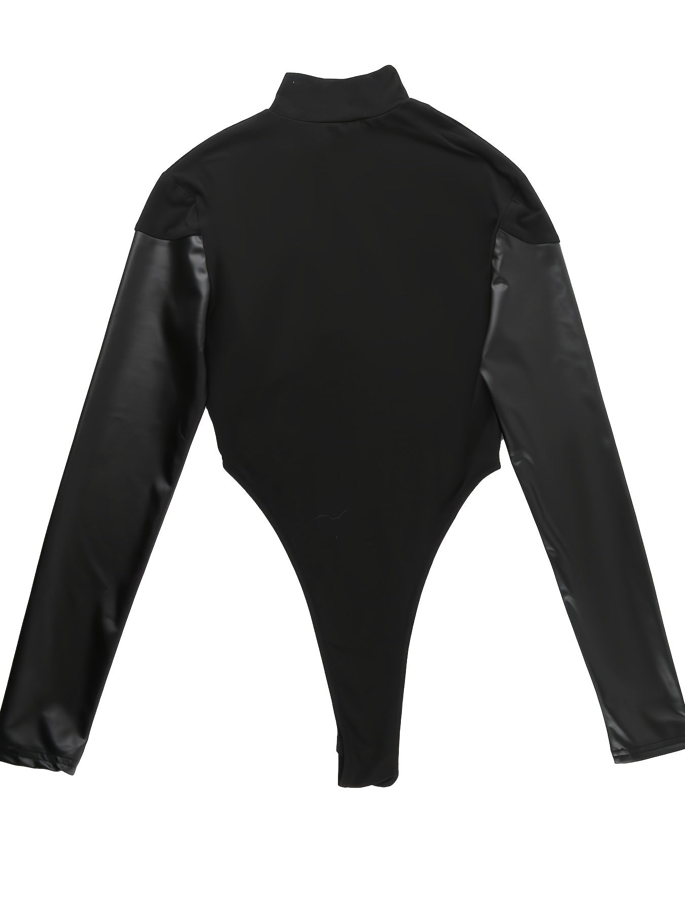 Turtleneck Faux Leather Long Sleeve Bodycon Bodysuit