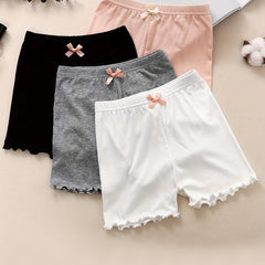 4pcs Bowknot Decor Elastic Waist Shorts Breathable Kid's Underwear