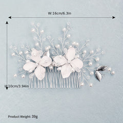 Flower Charm Hair Comb with Faux Pearl & Crystal - Wedding Headwear