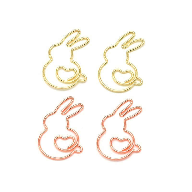 10pcs Rabbit Heart Paper Clip Bookmarks for Students