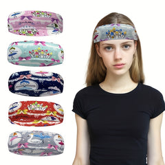 Cartoon Print Sports Sweatband Elastic Headband for Yoga Running