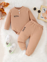 Baby Boys KING Long Sleeve Romper Top Pants Set