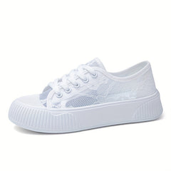 Breathable Mesh Flower Embroidery Shoes Casual Sneakers Women's Footwear