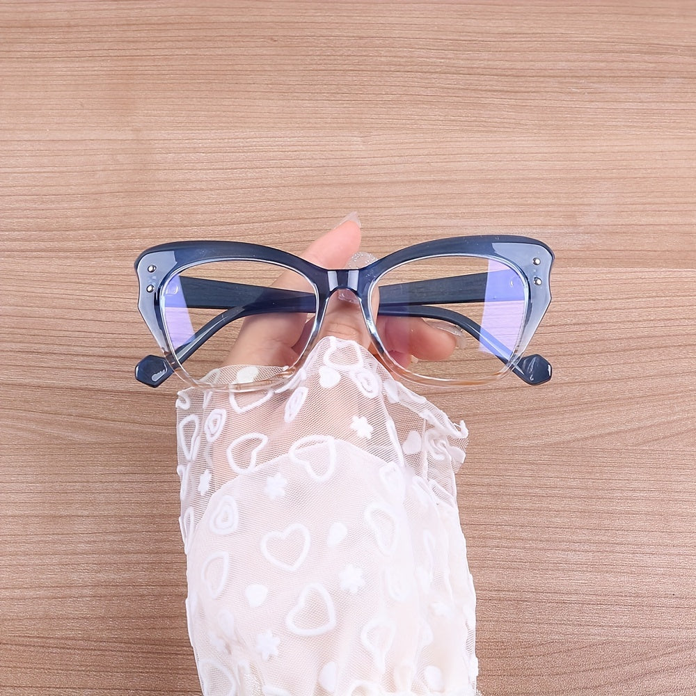 Retro Jelly Rivet Cat Eye Square Clear Lens Computer Glasses