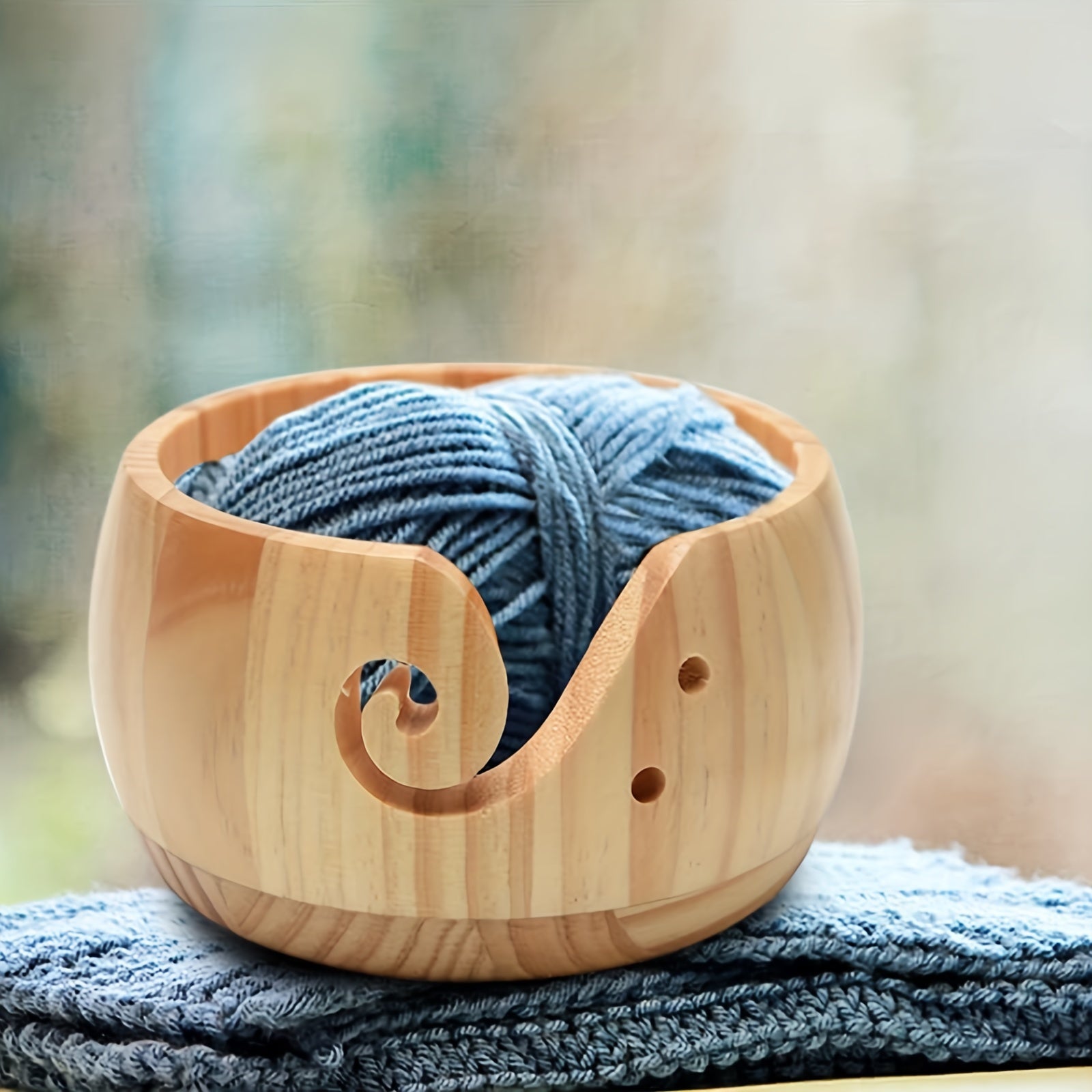 Wooden Yarn Storage Bowl Knitting Organizer Crochet Kit Mother's Gift