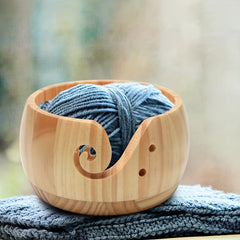 Wooden Yarn Storage Bowl Knitting Organizer Crochet Kit Mother's Gift