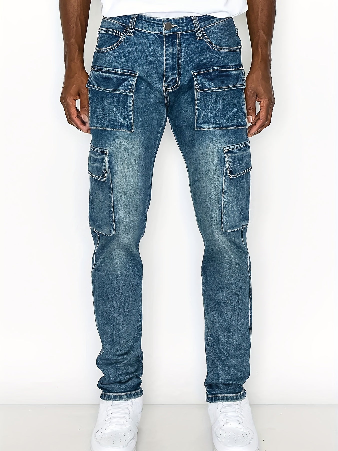Men's Distressed Denim Pants Tapered Fit
