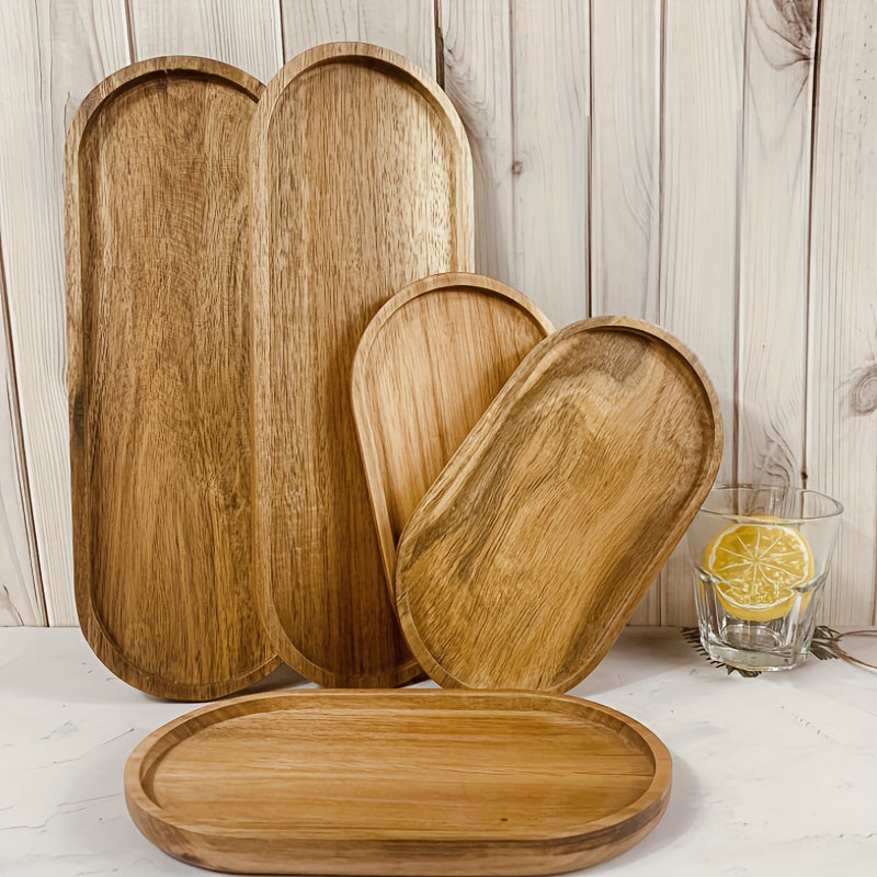 Oval Wood Tray For Serving Food Snacks Drinks Sushi Steak