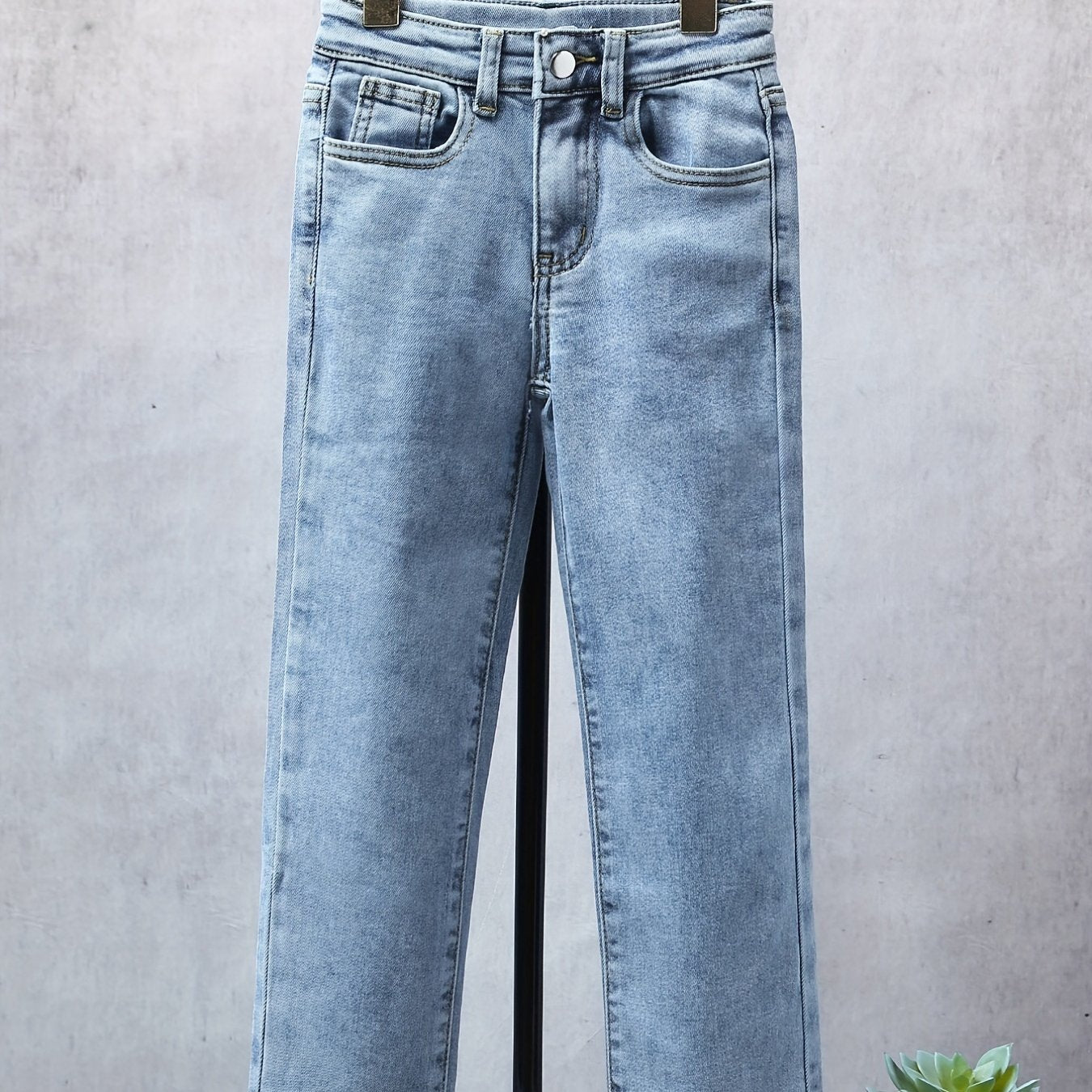 Girls Casual Straight Leg Jeans Regular Fit For Street Daily Outfit Kids Cloth