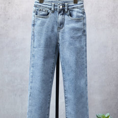 Girls Casual Straight Leg Jeans Regular Fit For Street Daily Outfit Kids Cloth