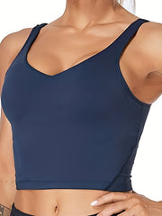 Longline Padded Sports Bra Medium Support Yoga Gym Tank Top