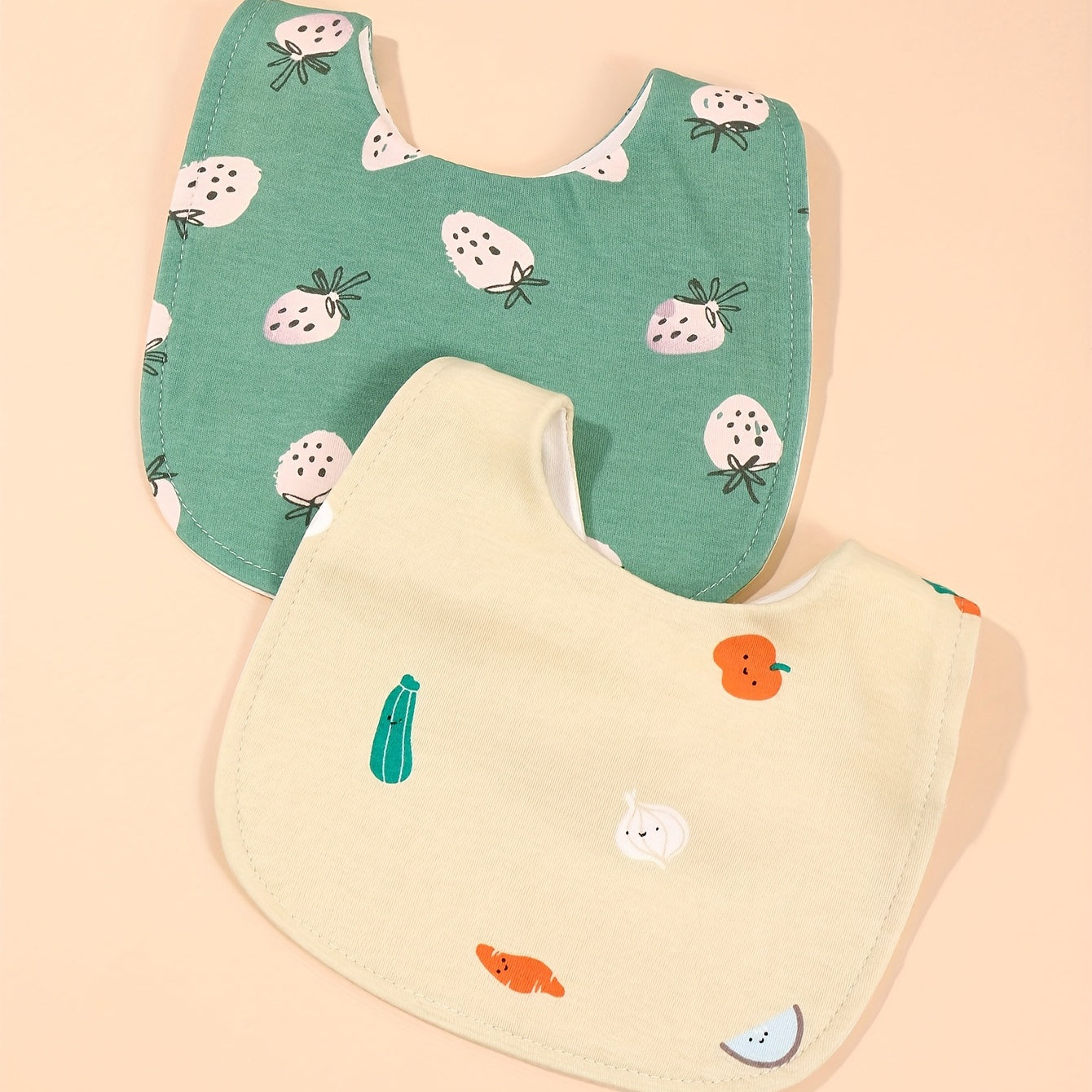 2pcs Baby Bibs Waterproof Drooling Towels U-shaped Design