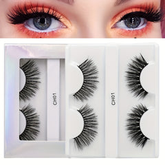 2 Pairs 8D Thick False Eyelashes Cross Faux Mink Hair Curling Natural Lashes