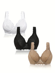3 Pack Plus Size Sexy Bra Set Non Padded Underwire 3pcs