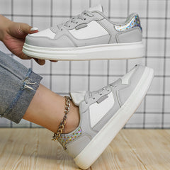 Colorblock Lace Up Skate Shoes Casual Low Top Sneaker Women's Footwear