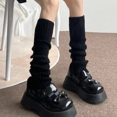 Knitted Plush Leg Warmer Knee High Socks Women's Stockings